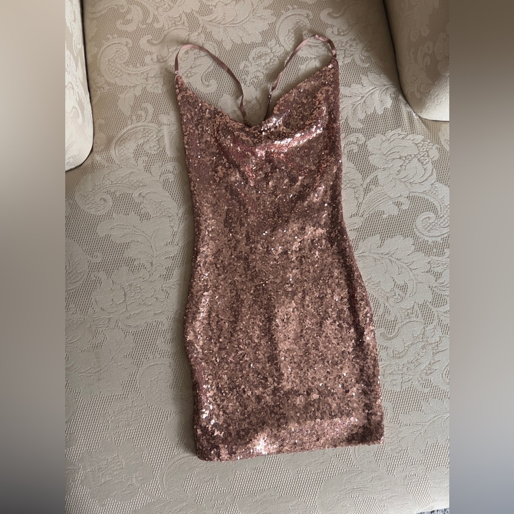 Hera Collection Rose Gold Sequin Mini Dress
